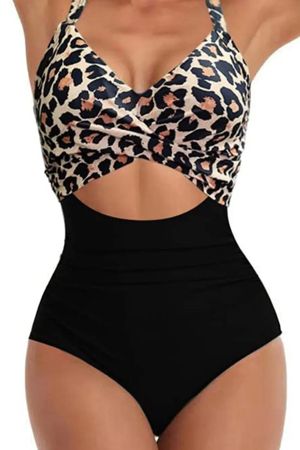 Women's Tied Crisscross Cutout One-Piece Swimsuit Tummy Control