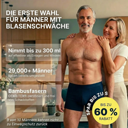 Ultra-absorbierende Inkontinenz-Boxershorts für Herren