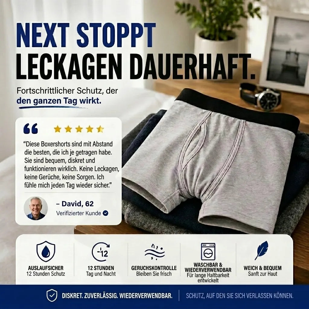 Ultra-absorberende inkontinens boxershorts til mænd