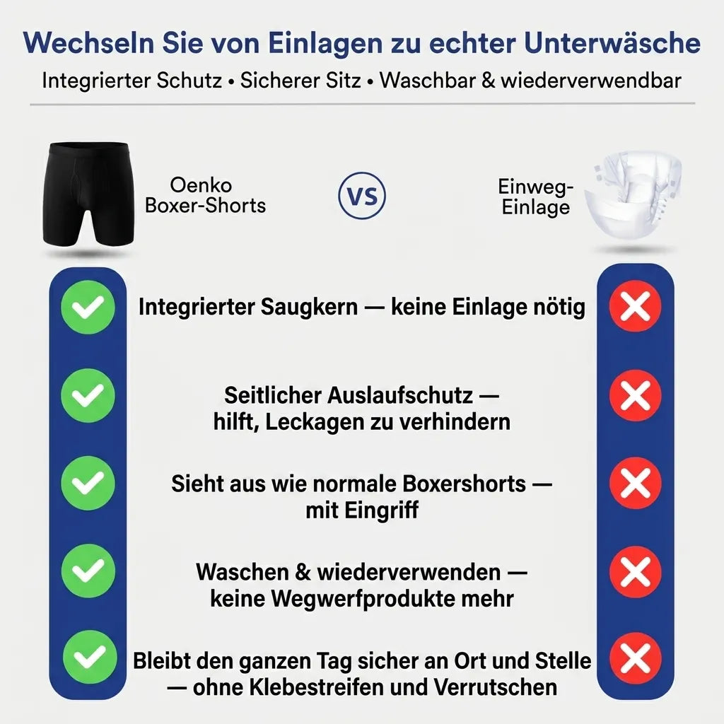 Ultra-absorberende inkontinens boxershorts til mænd