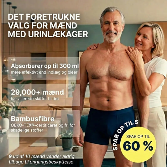 Ultra-absorberende inkontinens boxershorts til mænd